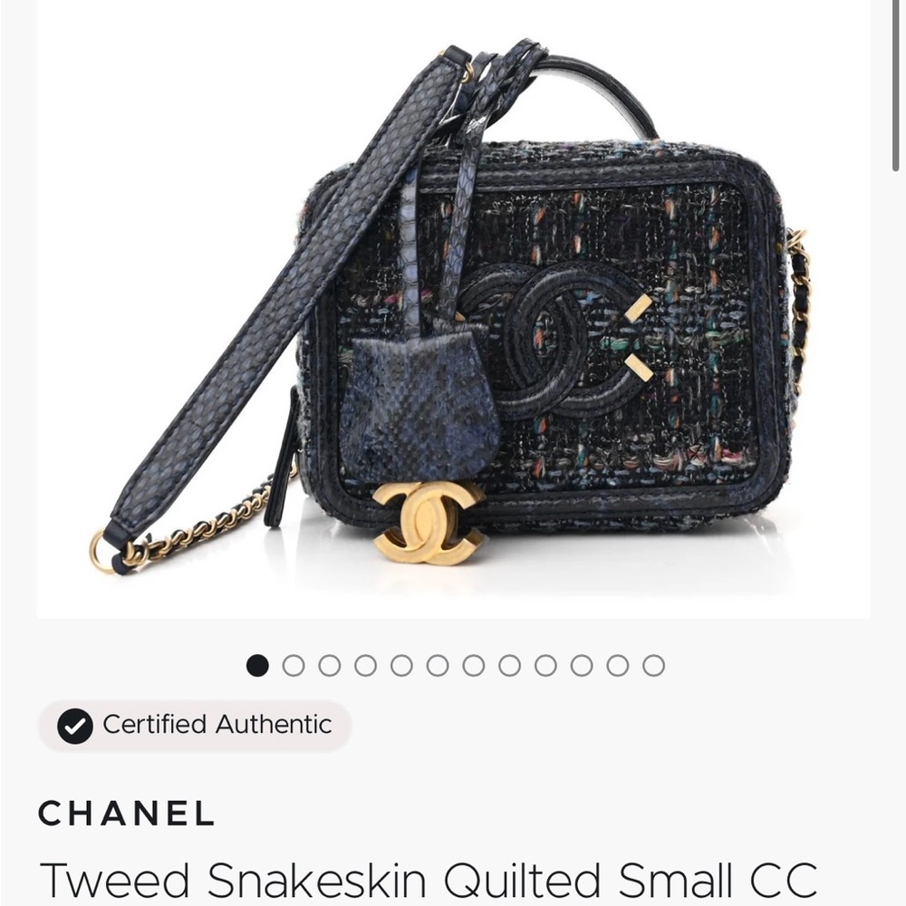 Chanel Black Tweed and Snakeskin Mini Bag